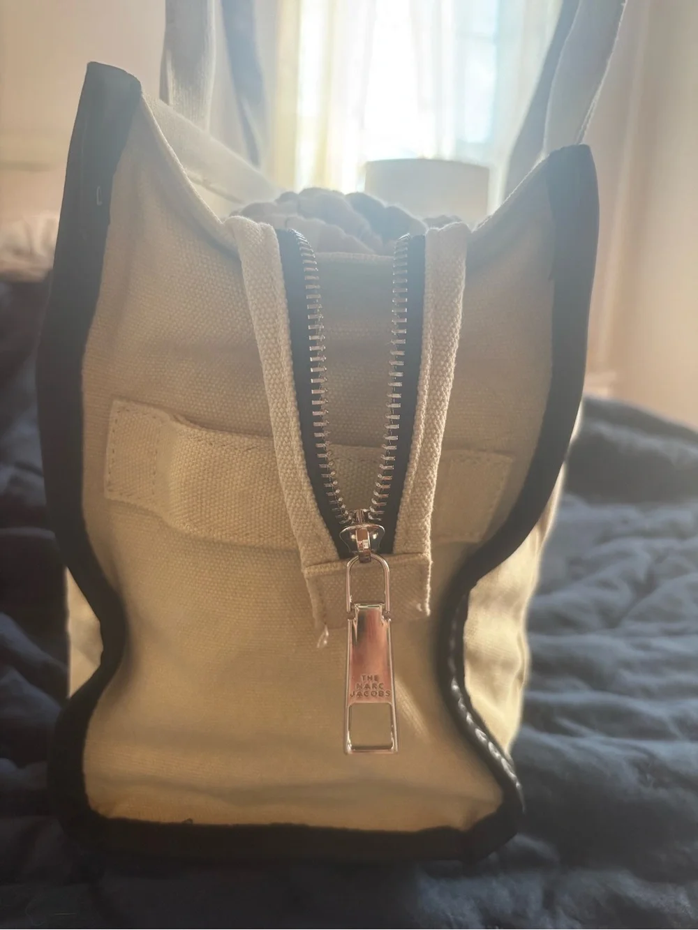 Marc Jacobs Beige Canvas Tote Bag with Black Logo